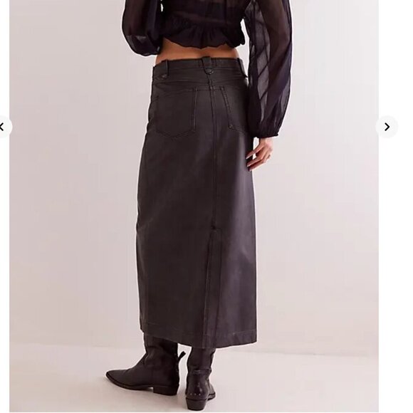 NWT Free People Astoria Vegan Maxi Skirt in Charcoal - Picture 4 of 8